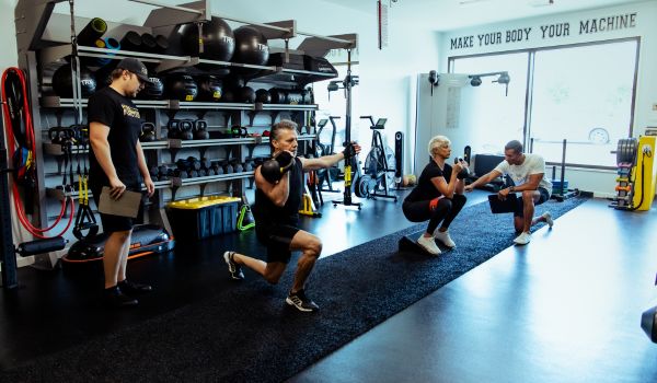 functional fitness exercises during workouts at pure function fitness center in woodland hills